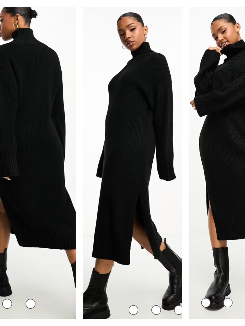 Asos Monki oversized midi sweater dress with side splits in black